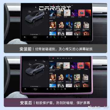 适用特斯拉焕新版ModelY/3中控导航屏幕保护套硅胶框YL改装饰配件...