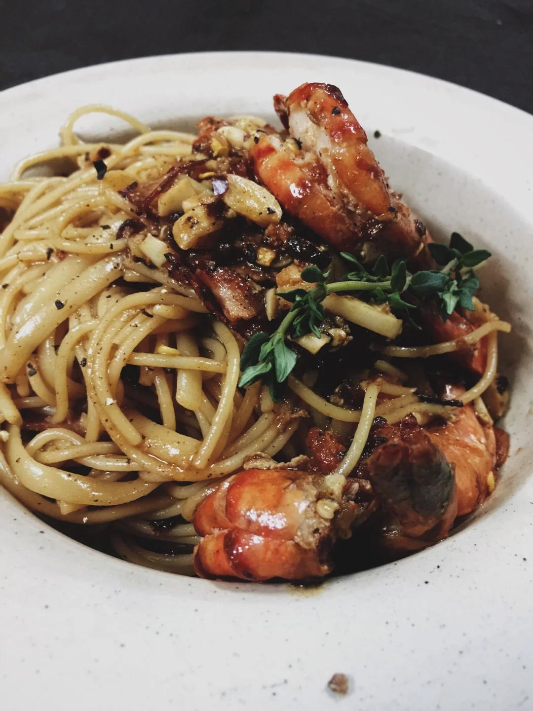 Dinner｜🍴酒香番茄鲜虾意大利面🦐🍅🥓🍶