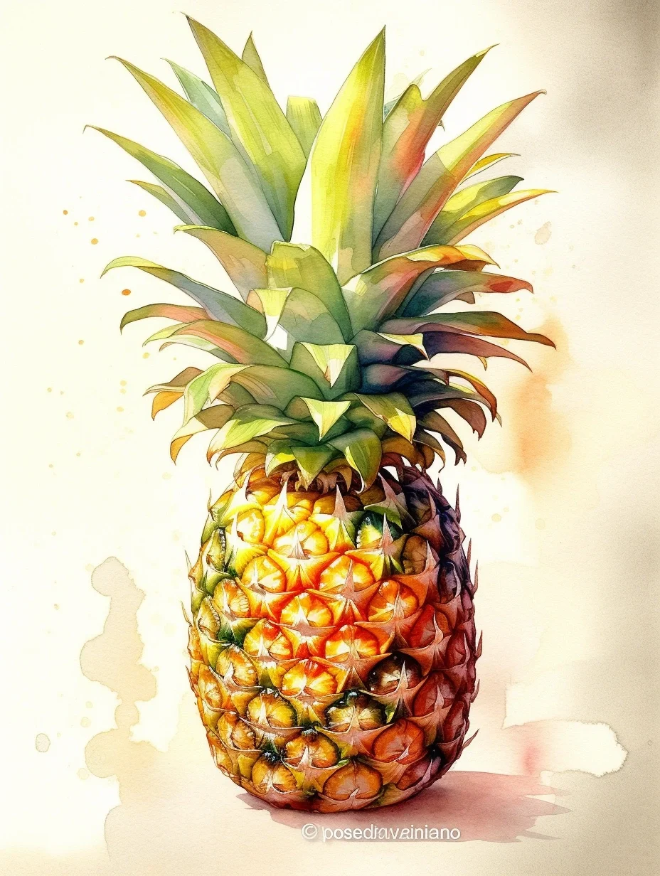 AI水彩：菠萝 凤梨