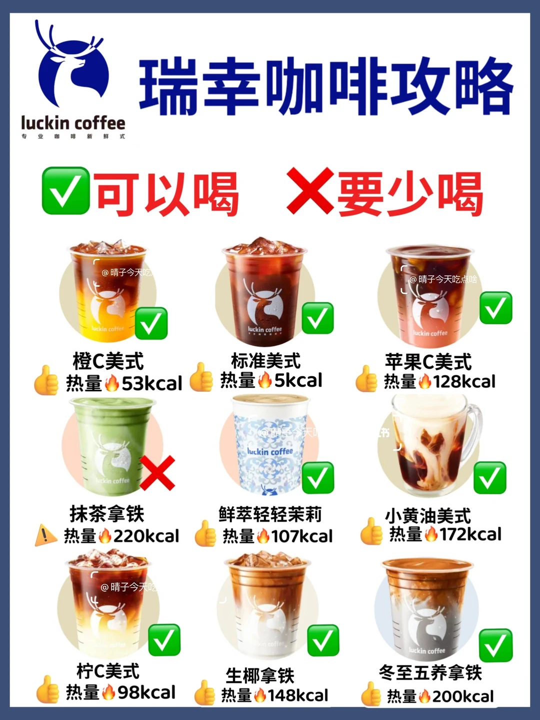 🔥减脂期瑞幸低卡攻略‼️好喝不胖✅附热量