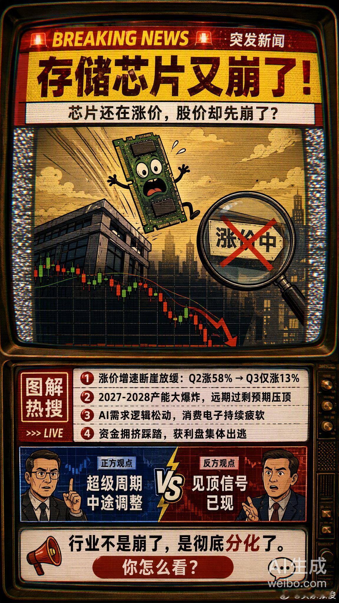 最近存储芯片板块又迎来一轮猛跌，美股闪迪单日暴跌超15%，SK海力士跌...