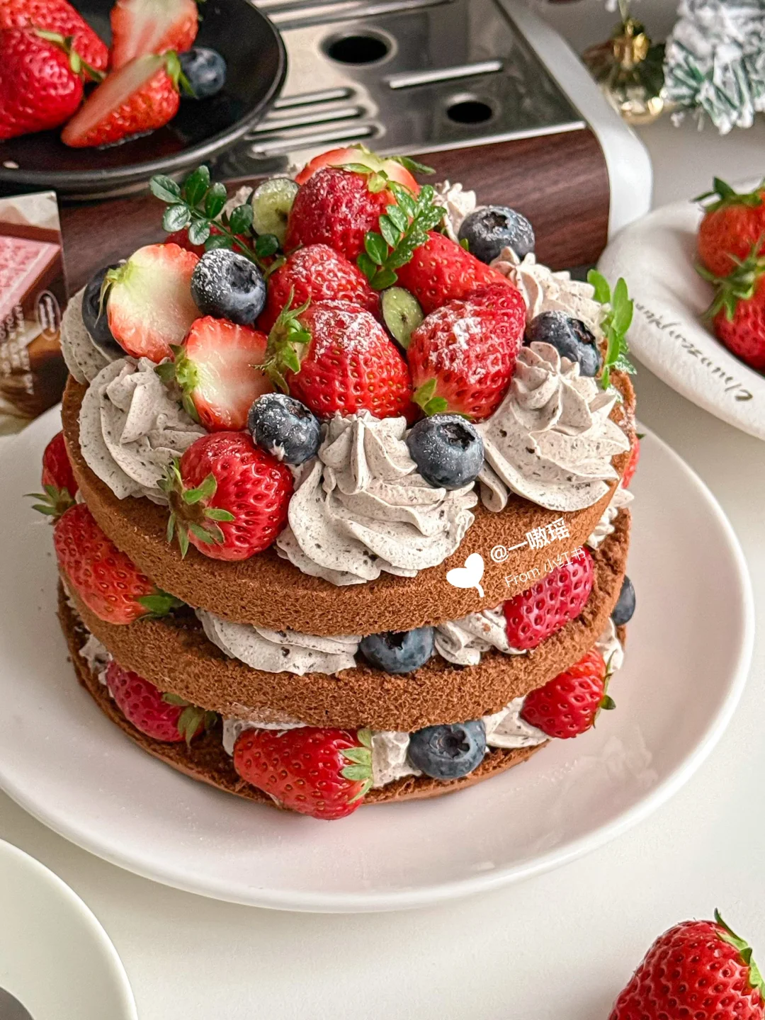 在家做草莓裸蛋糕🍓🍫新手也能一次成功‼️