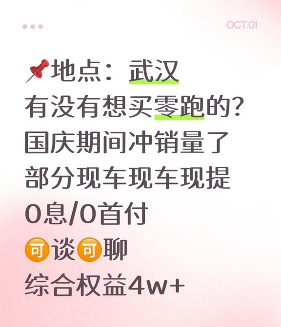 武汉、有没有想买零跑的？国庆期间冲销量了