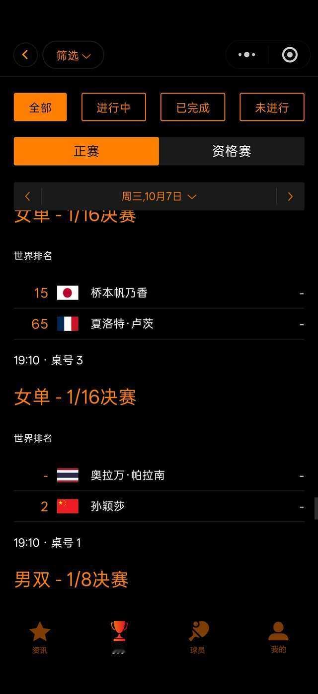 2026wtt中国大满贯#孙颖莎# 女单1/16决赛 10月7号19:10 T1 ​
