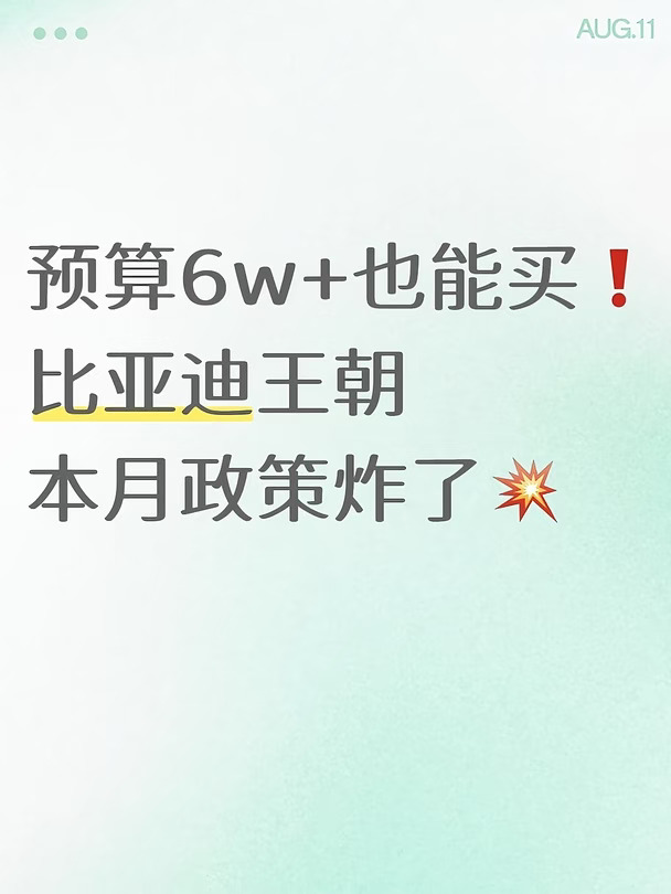 💰6-20万买比亚迪！这波真的顶