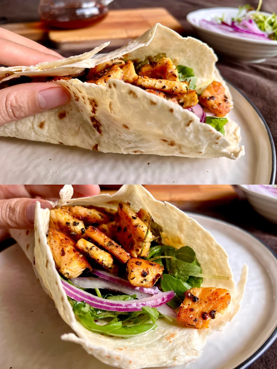 ☁️｜低脂健康轻食｜三文鱼蔬菜沙拉手握卷🌮