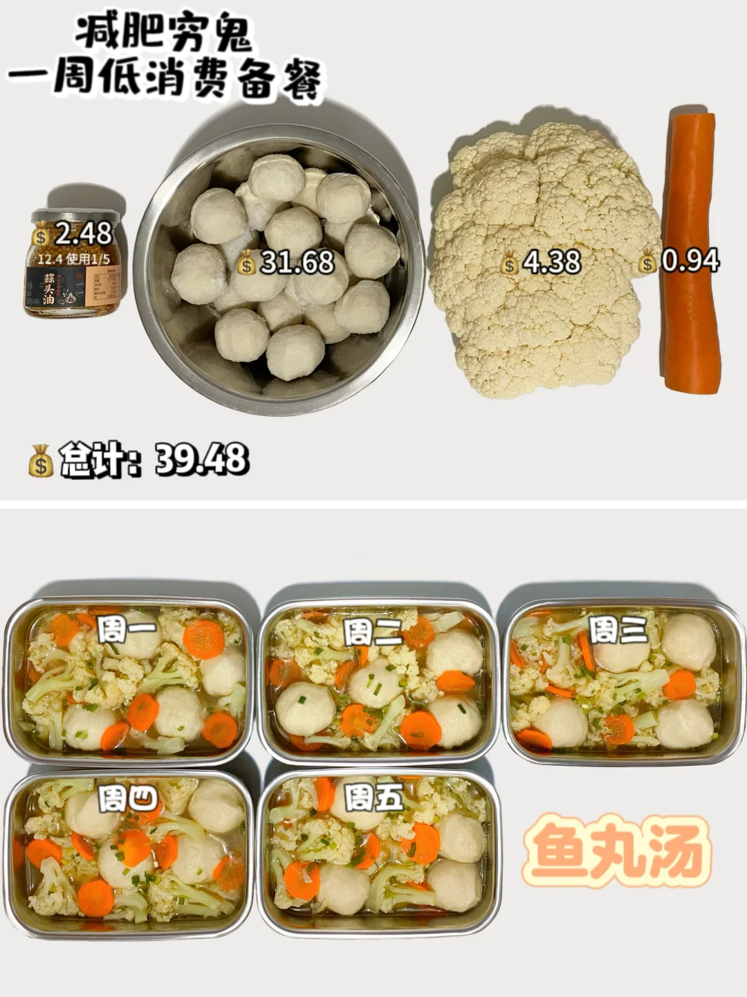 减肥穷鬼｜一周备餐｜鱼丸汤