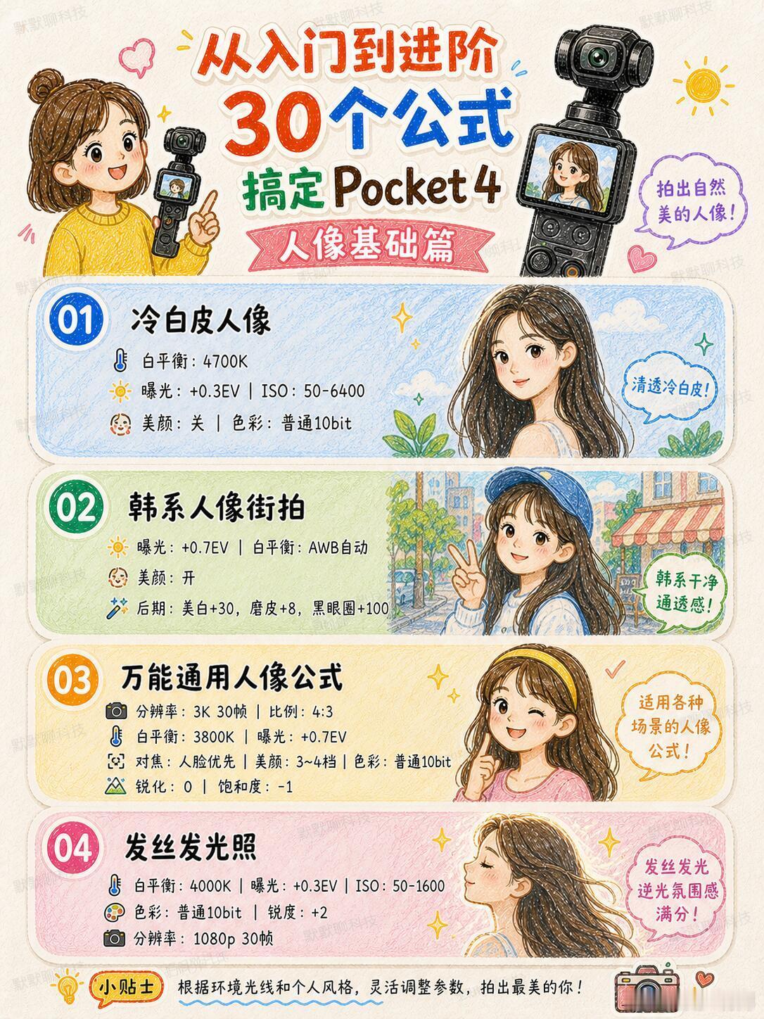 新手必收！OP4万能拍摄参数，花了3天整理的教程​​​