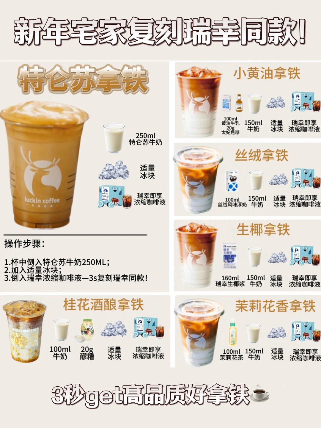 回家也能喝咖啡！高端局！瑞幸特仑苏拿铁！