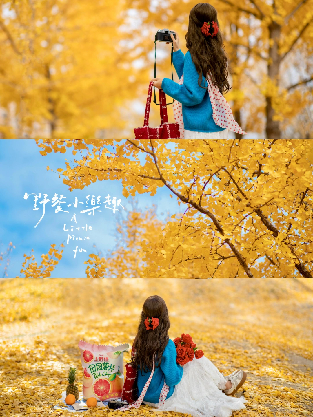 存一些秋日野餐氛围感拍照姿势吧|附调色