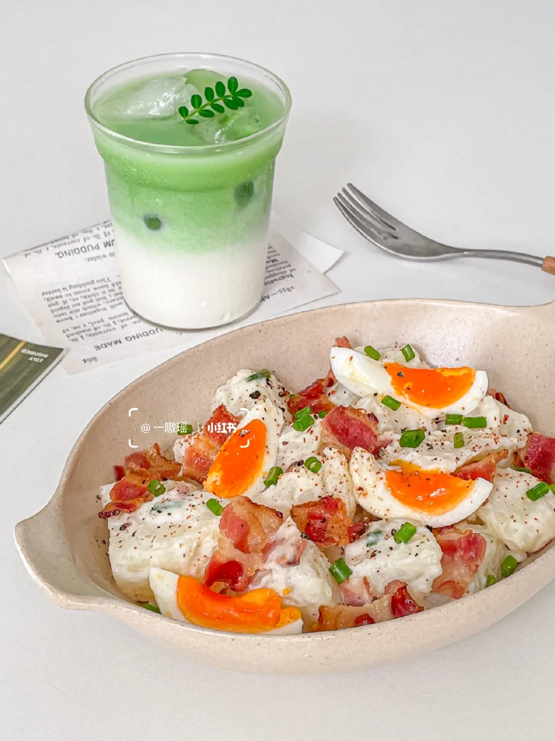 饱腹减脂‼️口感绵密的酸奶油土豆培根沙拉🥗