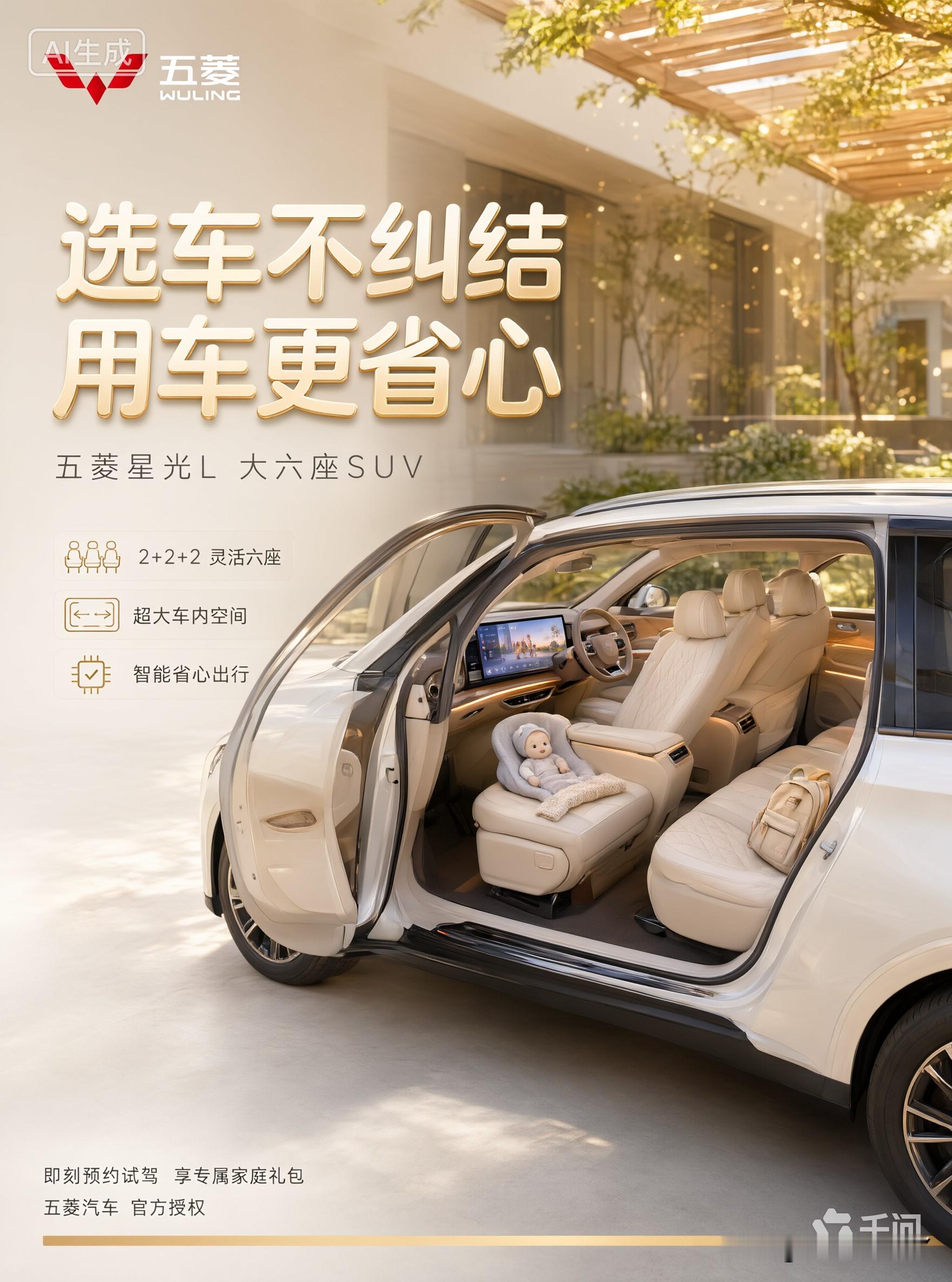 更令人安心的是，星光L依托五菱“全国千县万店”的完善服务网络，将高品质服务延伸至用户家门口。无论购车咨询、试驾体验，还是售后维保，都能享受便捷、透明、高效的全周期服务，真正实现“选车不纠结，用车更省心”。

对于预算在10-15万元区间、又渴望大六座SUV的家庭用户