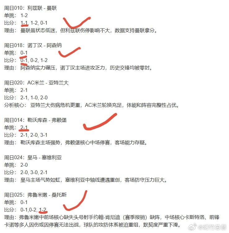 比分专栏6场红四场 单挑对2 ​