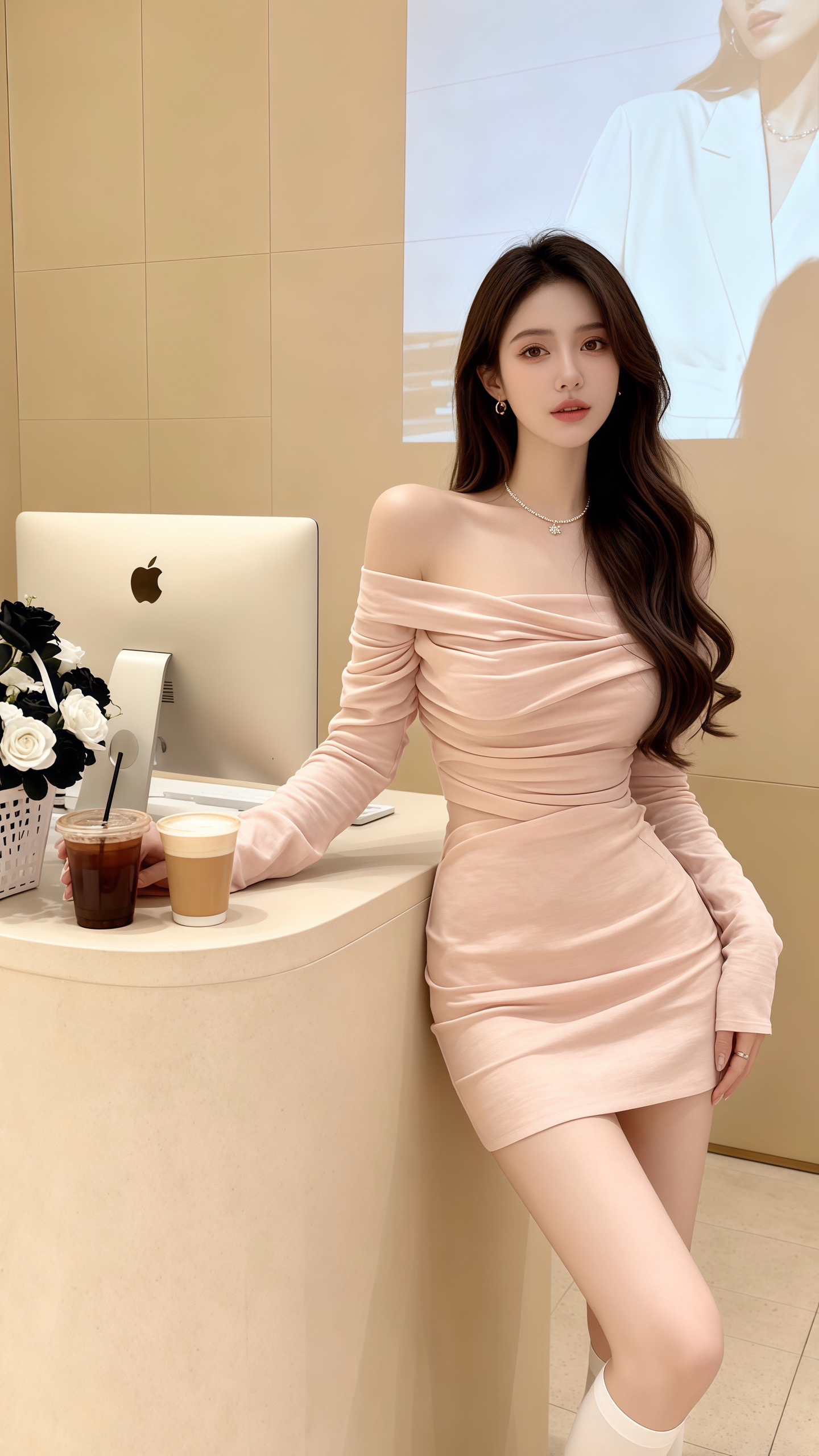 性感辣妹风粉色一字肩褶皱连衣裙女纯欲甜辣妹收腰显瘦绝美包臀裙