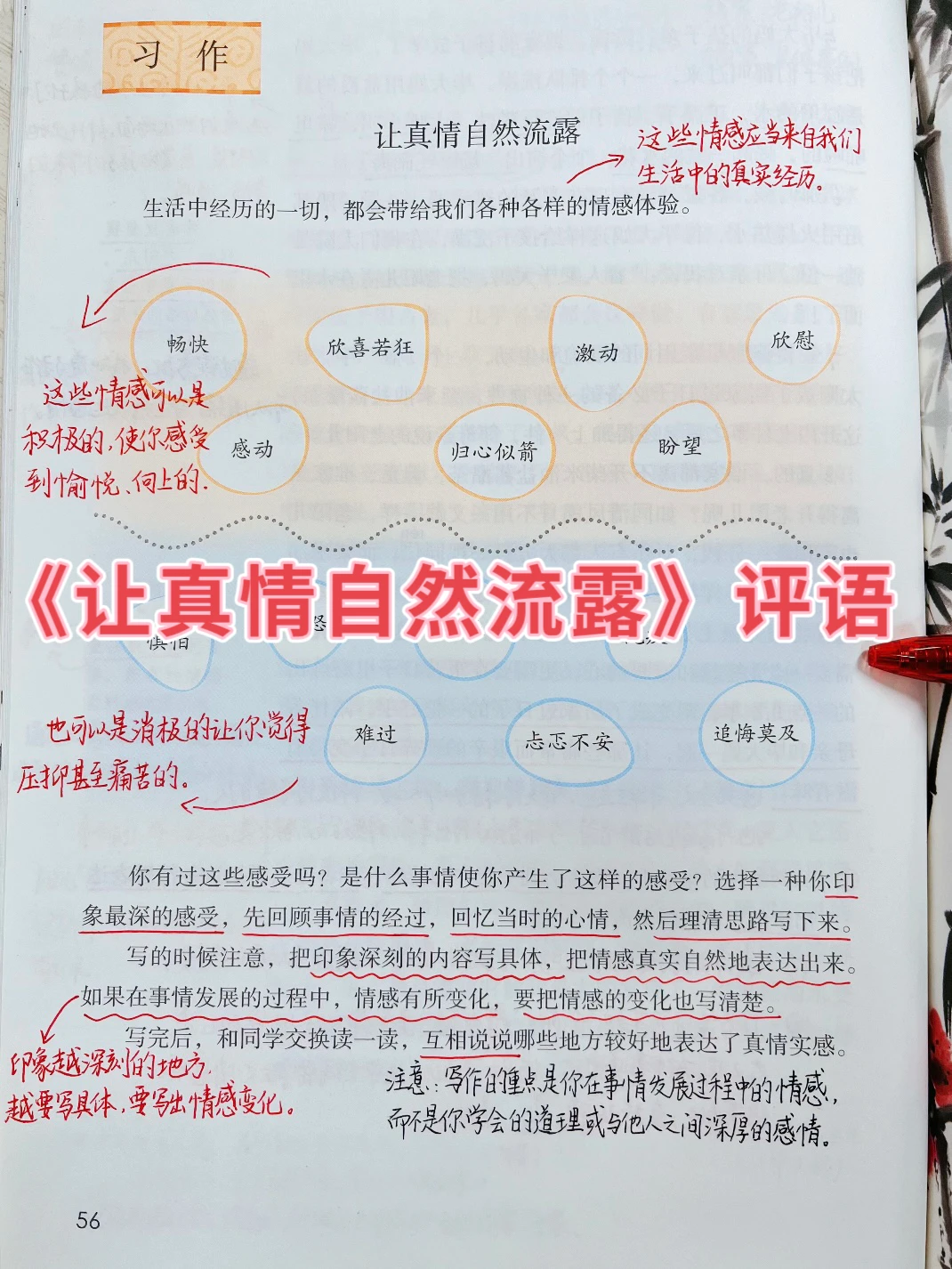 六年下册语文｜《让真情自然流露》评语批语