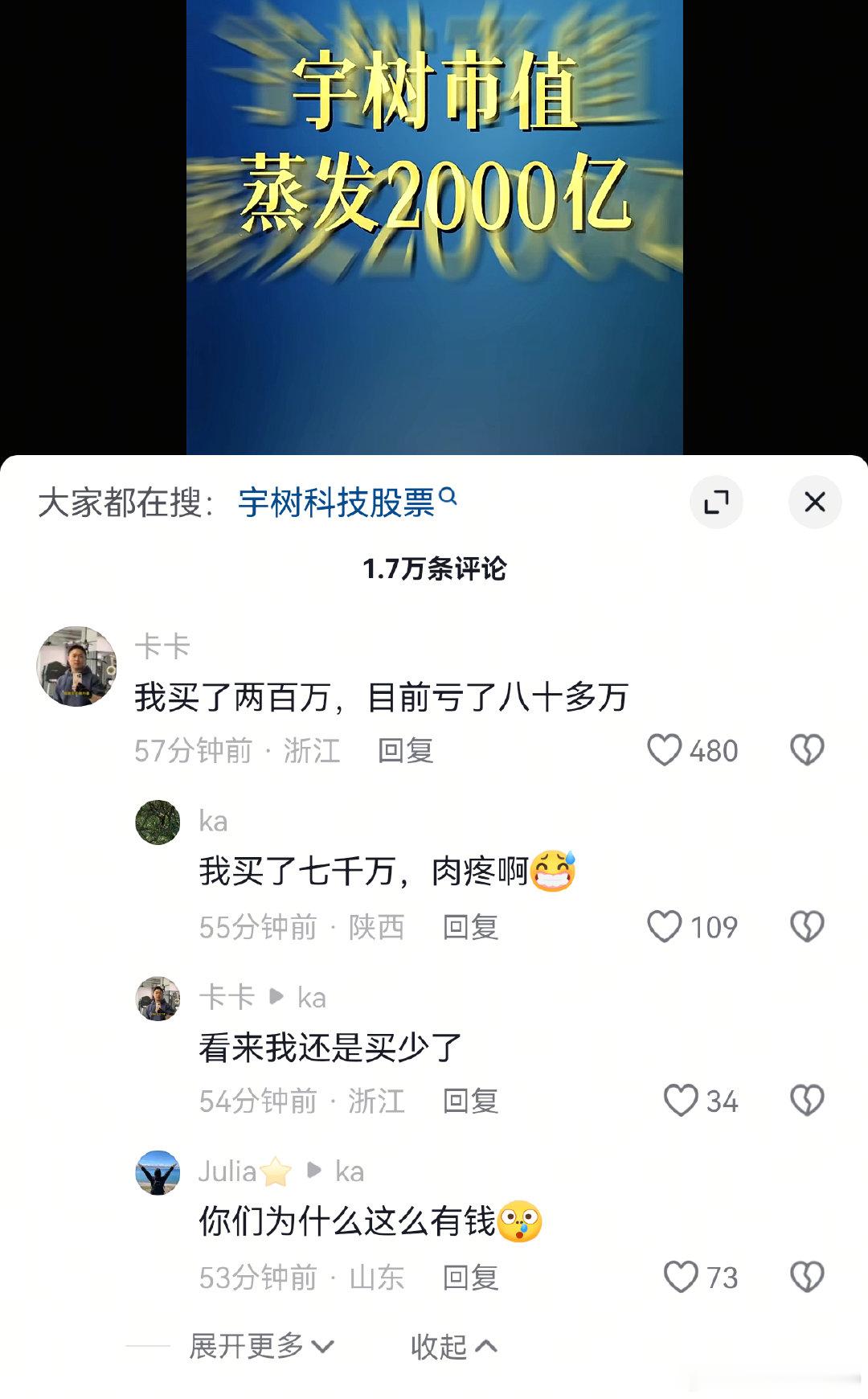 没想到宇树科技以市值蒸发2000亿上热点了。 ​