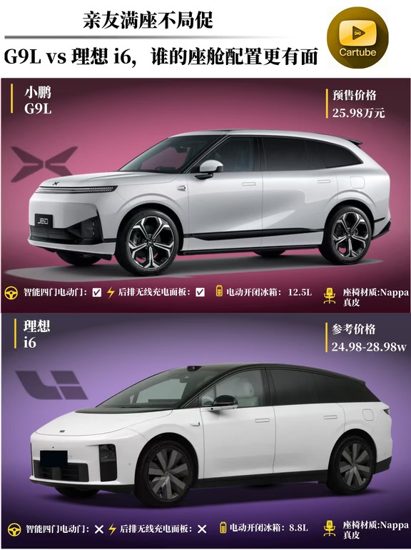 小鹏G9L对比理想L6，谁的座舱配置更有面