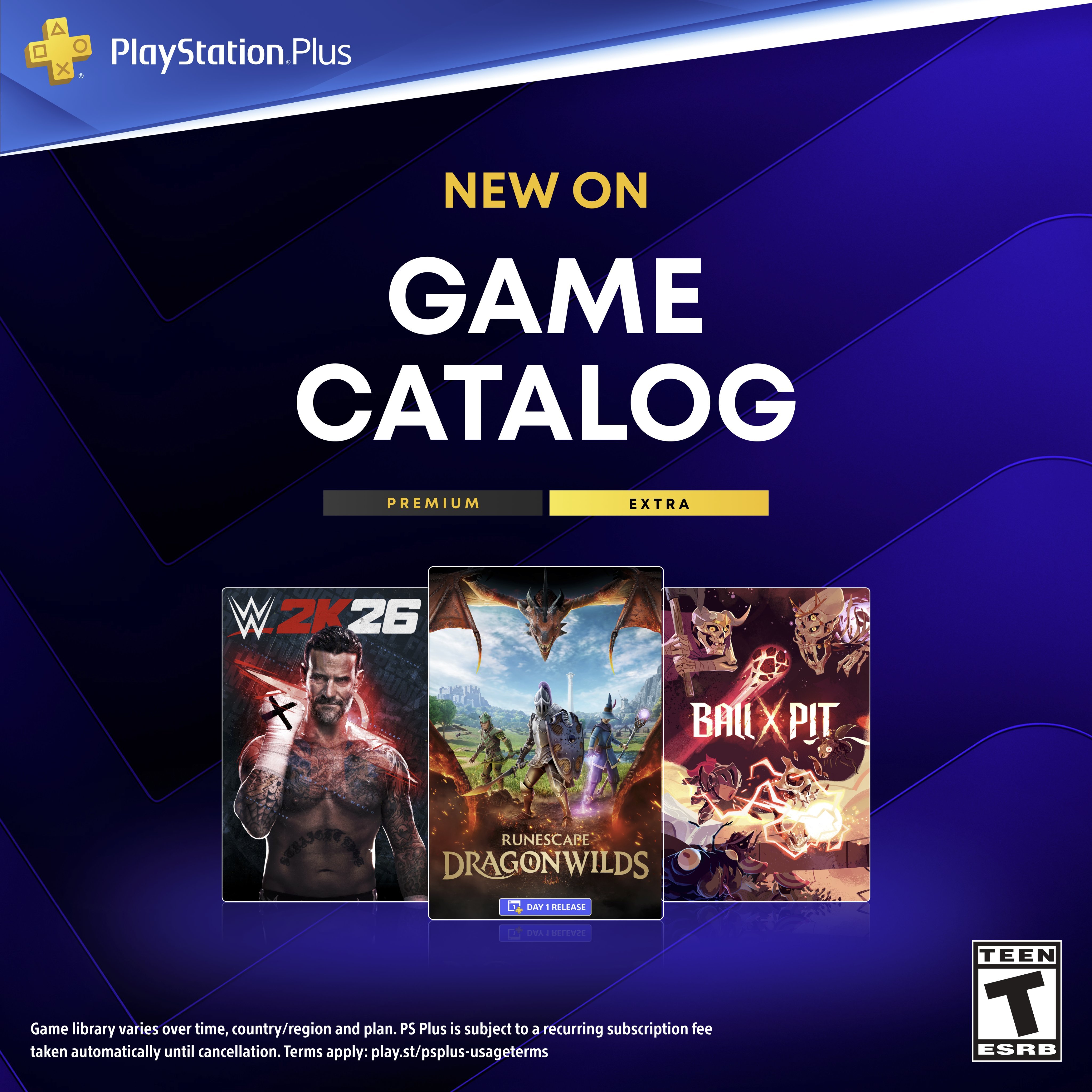 索尼正式公布9月PlayStation Plus二三档游戏目录阵容：

PlayStation Plus Extra 和 Premium | 游戏目录
• 《RuneScape: Dragonwilds》| PS5
• 《WWE 2K26》| PS5
• 《球×坑》| PS5
• 《Date Everything!》| PS5
• 《野狗子》| PS5, PS4
• 《忍者外传：怒之羁绊》| PS5, PS4
• 《辛特堡传说》|  ​