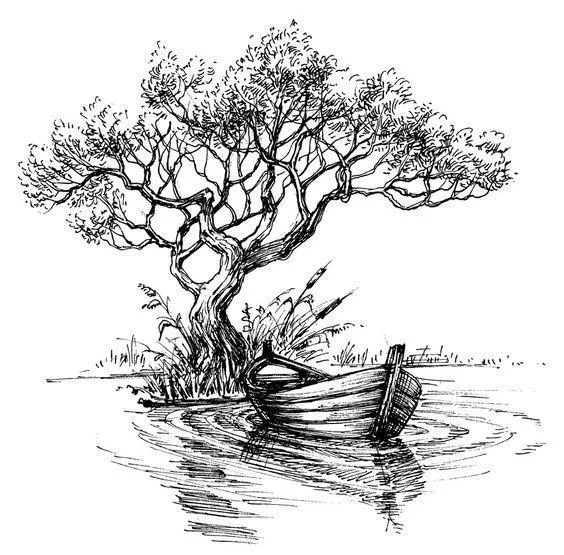 钢笔画怎么处理水面