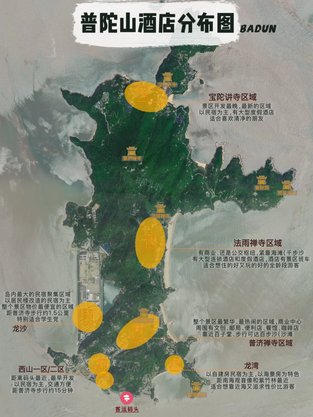 一次说清普陀山酒店分布