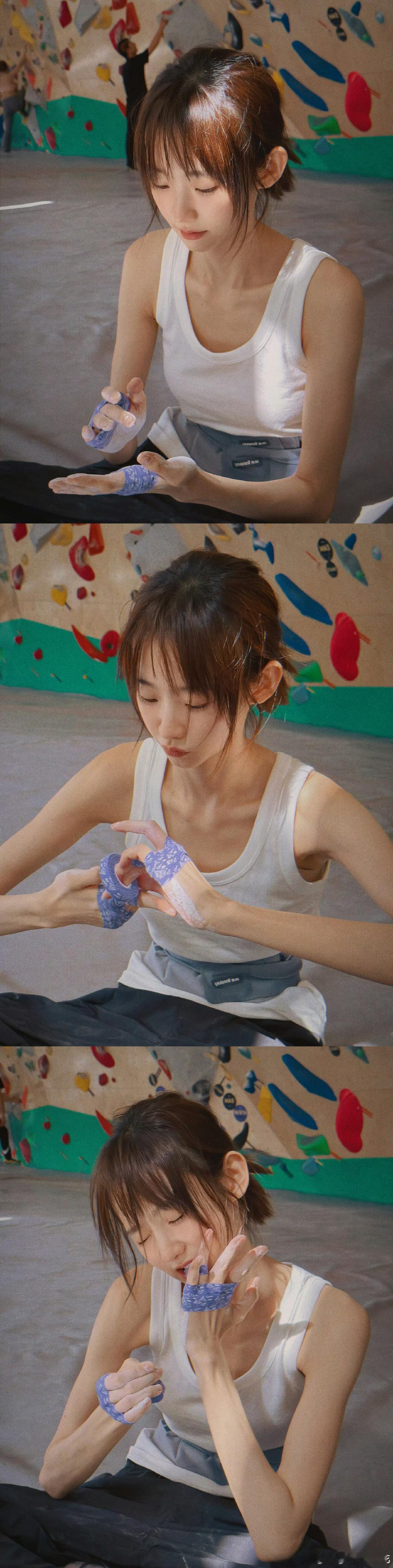 #张艺凡瘦到背上骨头好明显# 张艺凡晒室内攀岩照，美美欣赏脸蛋时，看到攀岩时后背上骨头好明显啊！[傻眼] 为何我从未见过自己背上的骨头，只有富贵包[泪]原来背上也是有骨头的吗 [捂嘴哭][裂开] ​