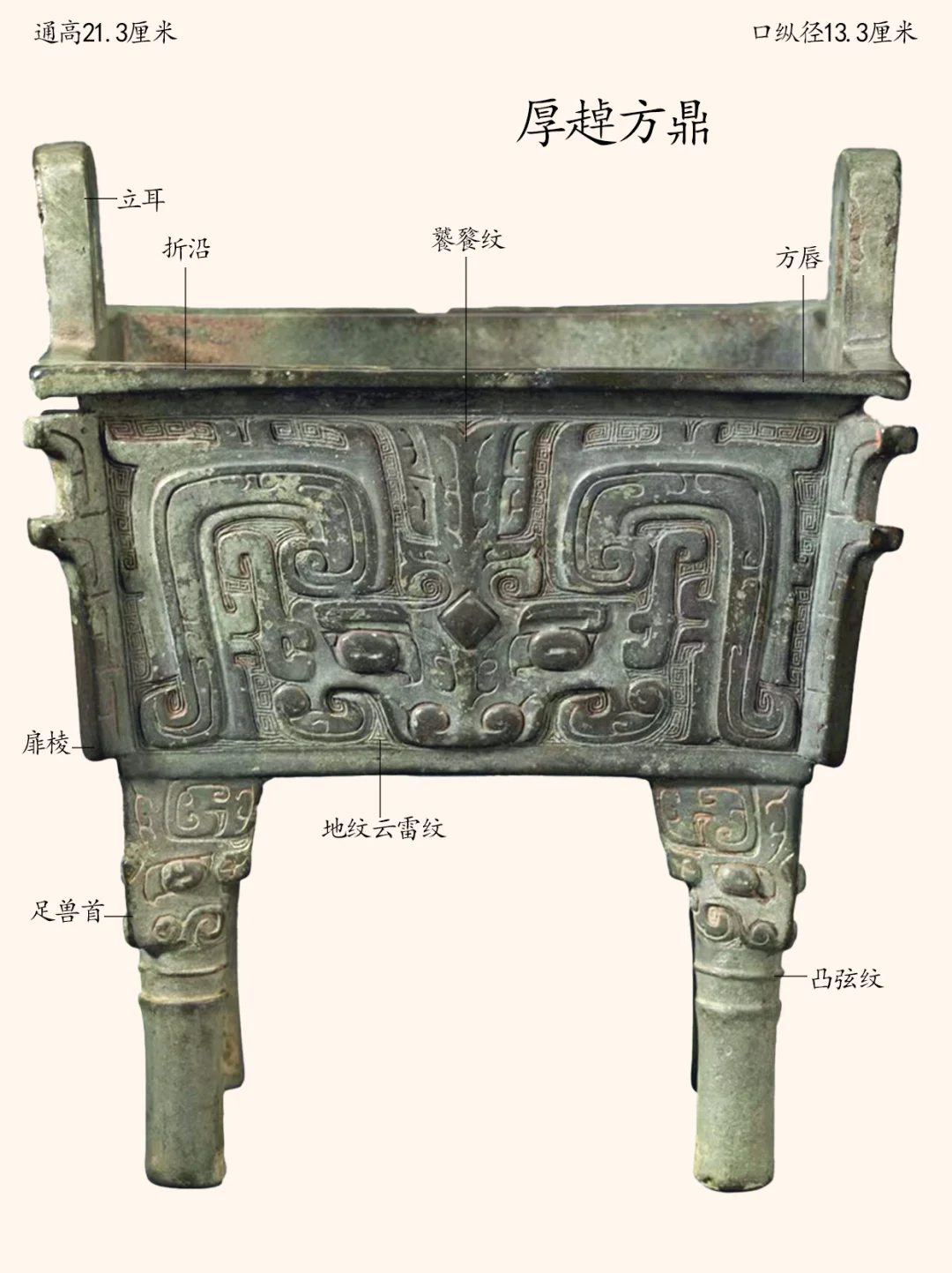 西周早期饕餮纹（厚趠）方鼎，上海博物馆藏