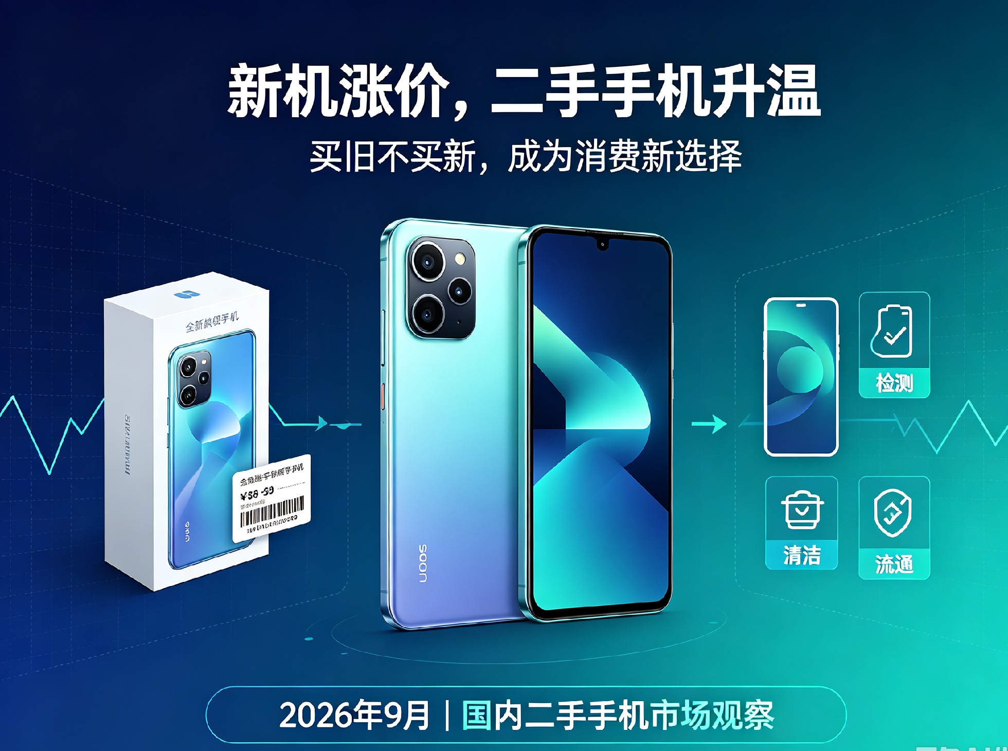 二手手机市场升温，“买旧不买新”成消费新选择
 
2026年9月，国内手机市场出现明显变化。随着华为、小米、荣耀等多个国产品牌主力机型宣布上调售价，新机价格持续走高，不少消费者开始将目光转向二手手机市场。新机涨价带来的价格压力，正在推动二手手机消费需求进一步释放。
 
从平台数据来看，9月1日新机集