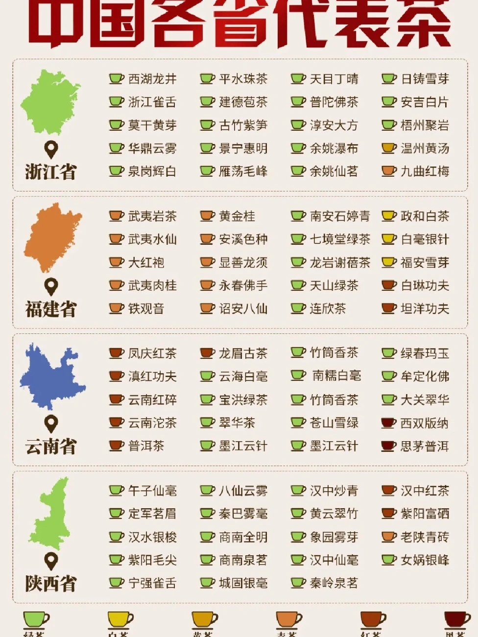 中国各省代表茶名录，喜欢喝茶一定要收藏！
