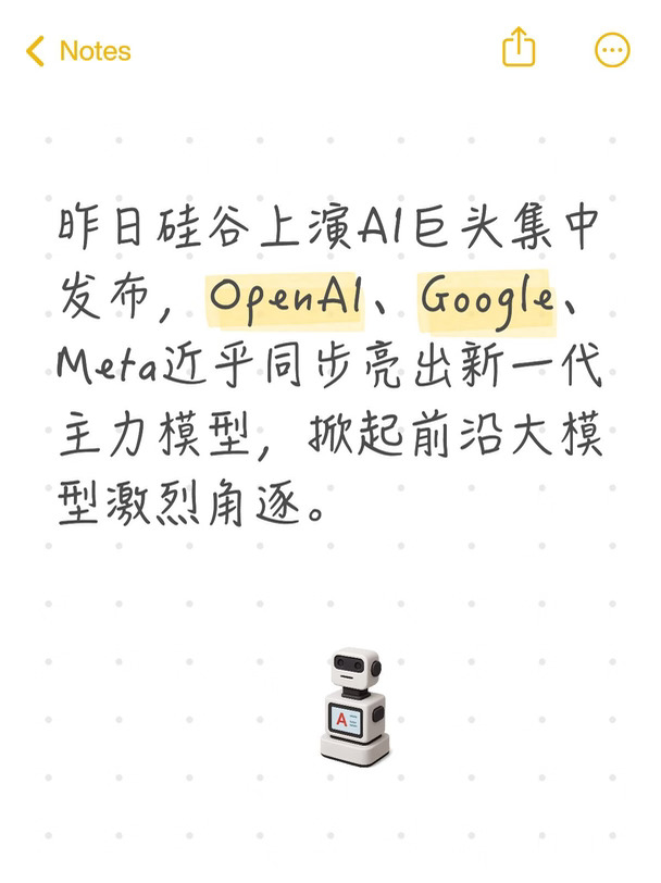 昨日硅谷上演AI巨头集中发布，OpenAI、Google、Meta近乎同步亮出新一代主力模型，掀起前沿大模型激烈角逐。
	
OpenAI披露新一代Astra模型进展，成为首个达到关键网络安全门槛的前沿模型，Agent自动化、数学与复杂任务能力大幅提升，办公自动化测试成绩显著超越前代产品。
	
Google推出Gemini 3.8 Flash，同步上线网络安全专用版本，代码基准表现逼近顶尖旗舰，主打高性价比， factual记忆与终端编码实力突出，面向漏洞挖掘、修复场景提供专项能力 。
	
Meta发布Muse Spark 1.3，为其迭代幅度最大版本，推理、科学与智能体工作表现亮眼，token开销下降25%，创新推出贡献者低价档位，以用户数据授权换取极低调用成本，刷新行业定价模式。
	
三家方向各有侧重，不再单纯比拼榜单分数，分别押注安全能力、成本效率、开源普惠路线，标志AI竞争从性能跑分转向Agent落地、商业定价与安全体系的多维博弈。
#人工智能 #互联网大厂 #ai #大模型...