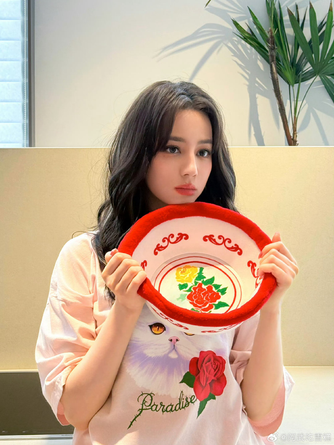 #迪丽热巴p掉喜字p上叶子##迪丽热巴搪瓷盆帽子找不同# 光顾着看脸了 ​