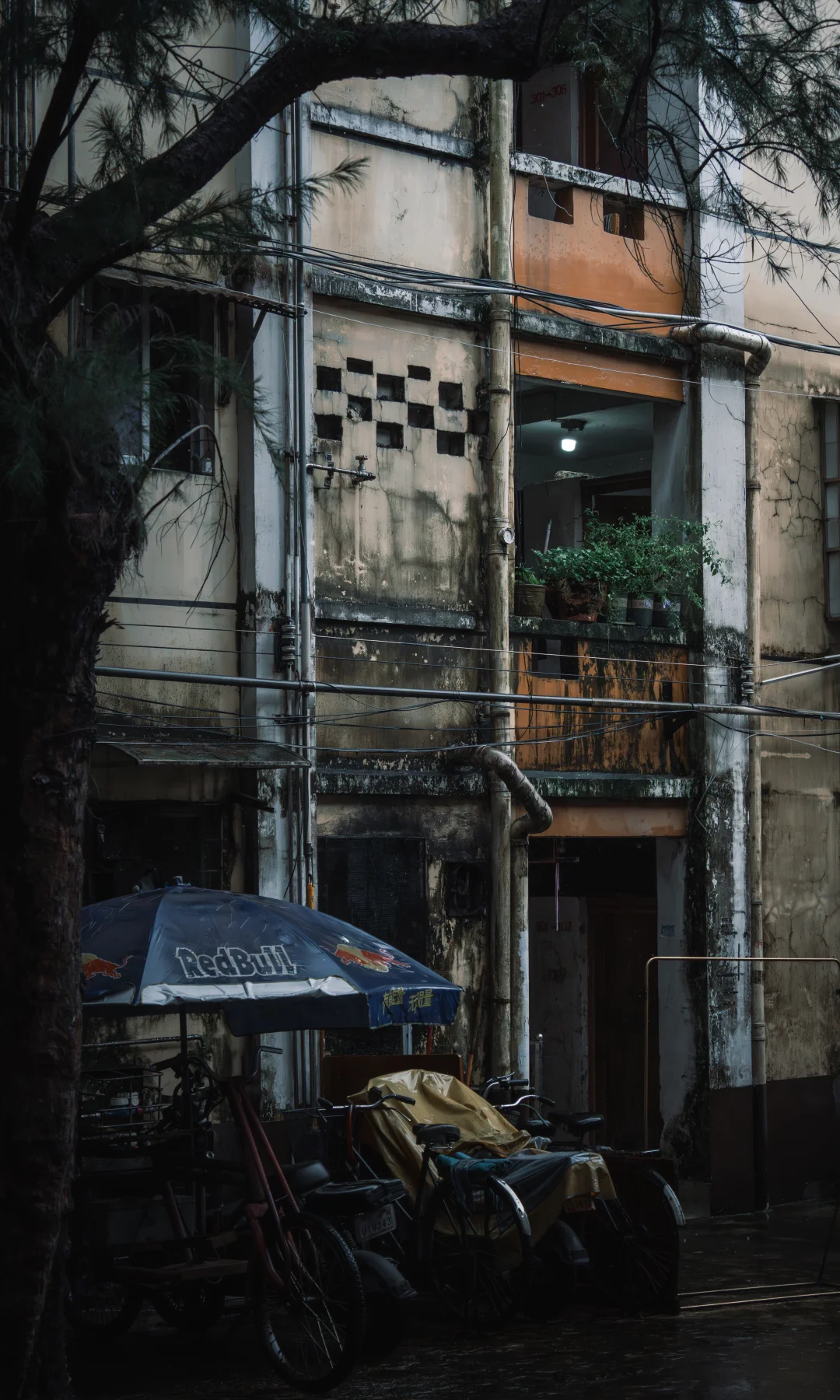 暴雨间隙，昏沉的傍晚