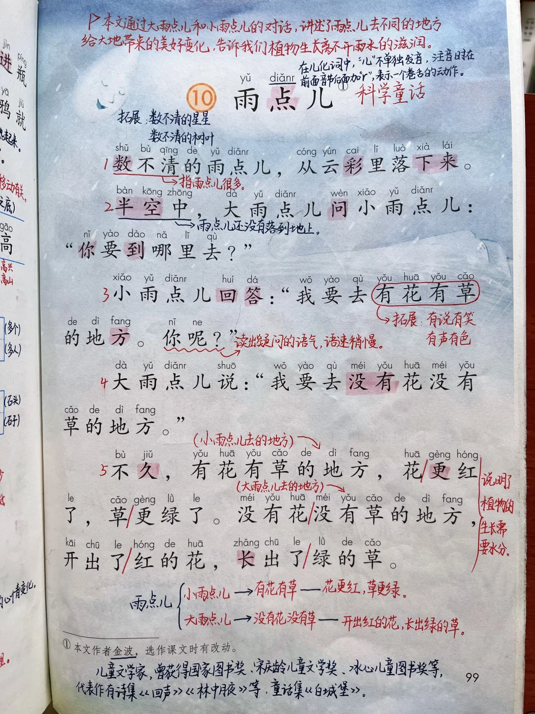 一年级上册语文｜10.《雨点儿》课堂笔记和延展