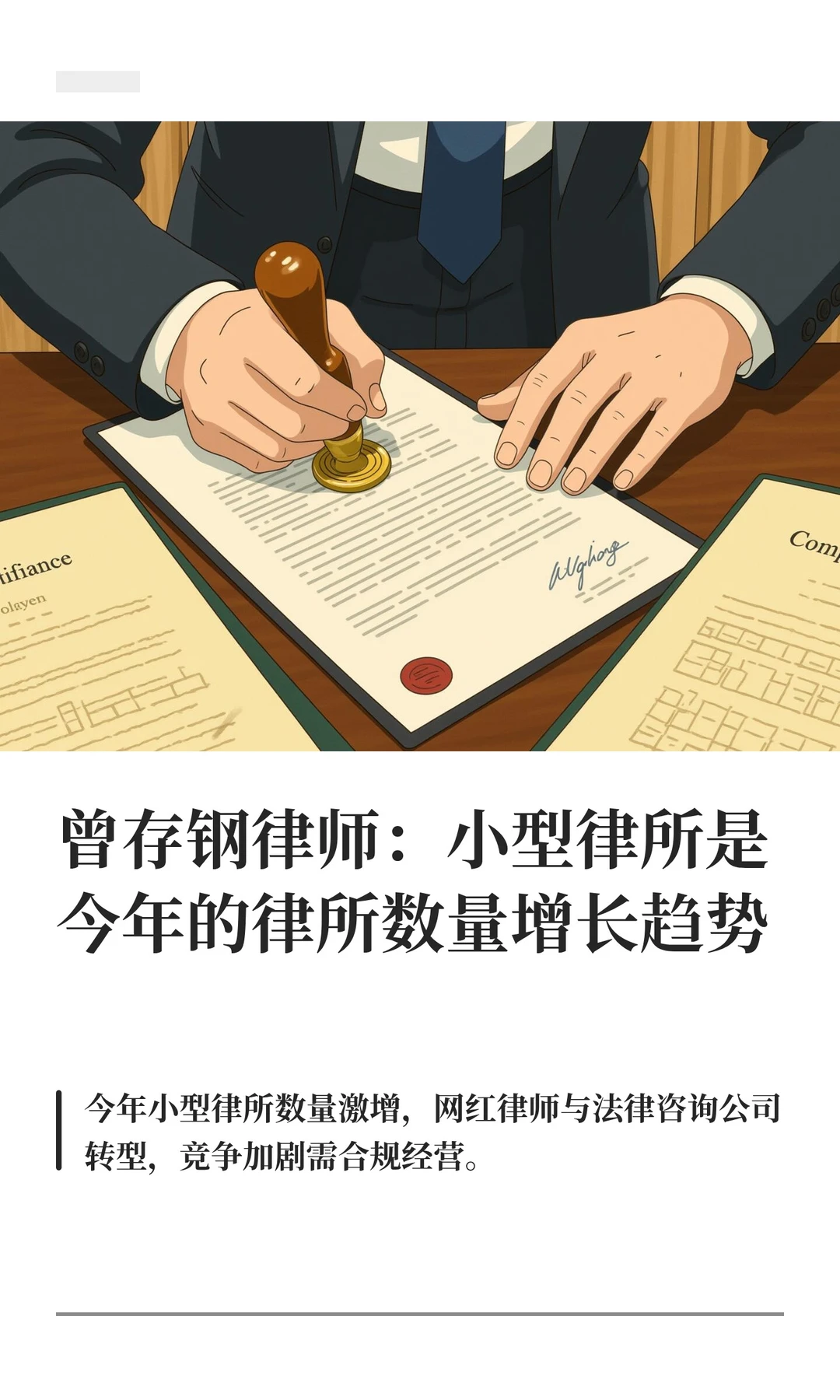 曾存钢律师：小型律所是今年的律所数量增长