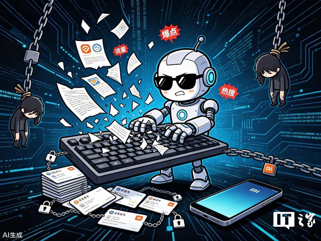 【搬运洗稿、AI 转写批量炮制小米负面文章，山西晋中网安破获新型网络水军案】据晋中网警分享，2026 年 4 月，晋中警方接到小米公司报案，称某社交平台多家 MCN 机构账号，通过搬运洗稿、AI 转写批量炮制其负面文章。山西晋中网安部门经缜密侦查，并成功将犯罪嫌疑人吕某、李某、孟某某相继被抓获归案 ​