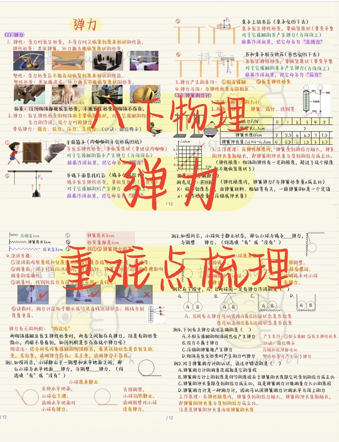 八下物理重难点：弹力