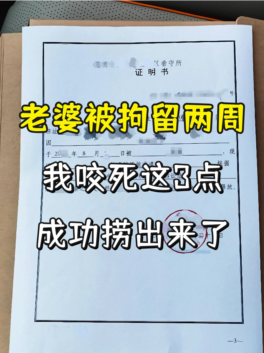 老婆被拘留两周，我咬死这 3 点，成功了！