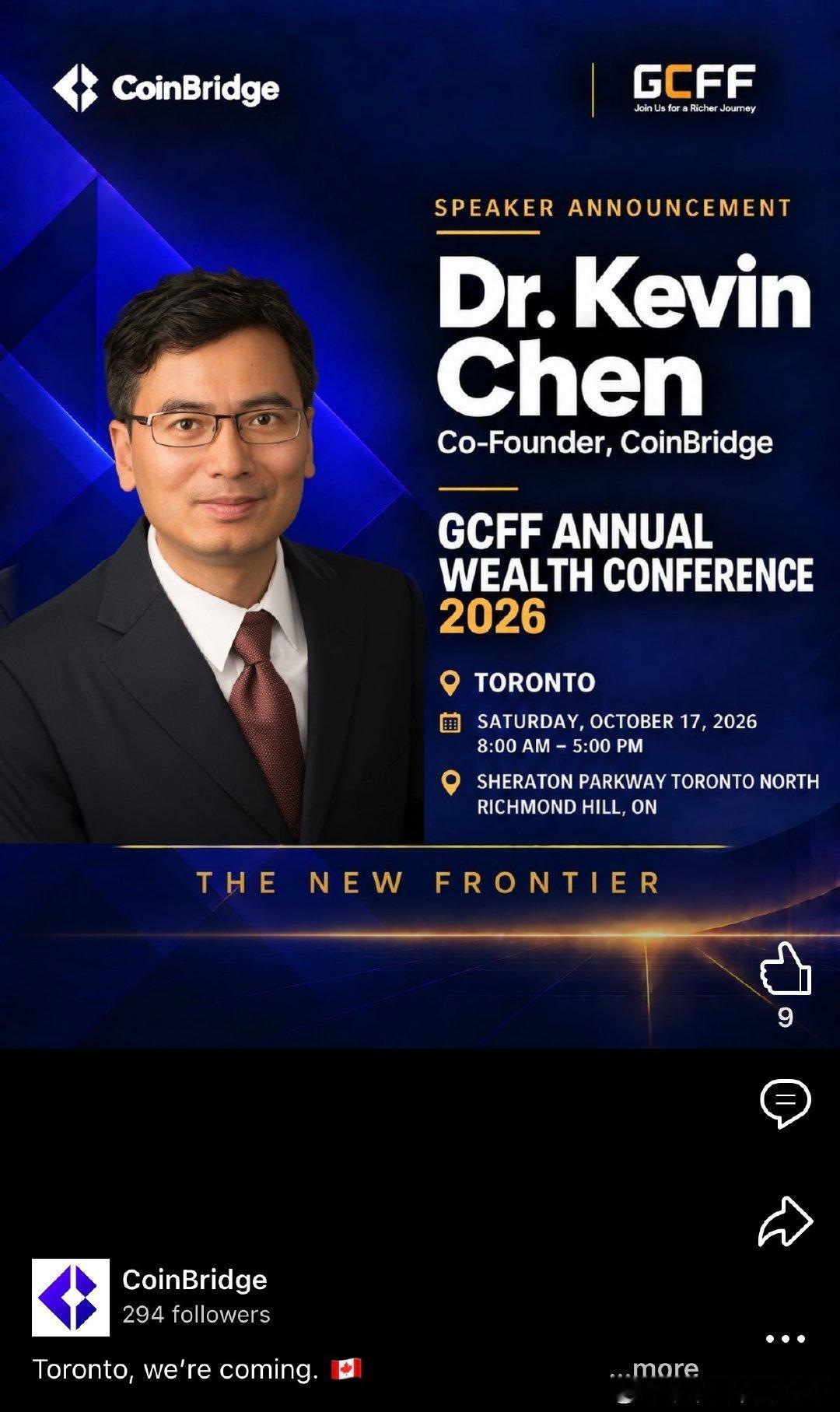 加拿大🇨🇦感恩节快乐！欢迎大家来2026全球财富大会多伦多见！
#加拿大##美国##纽约##凯丰基本面##人工智能##宏观经济##华尔街##多伦多# ​