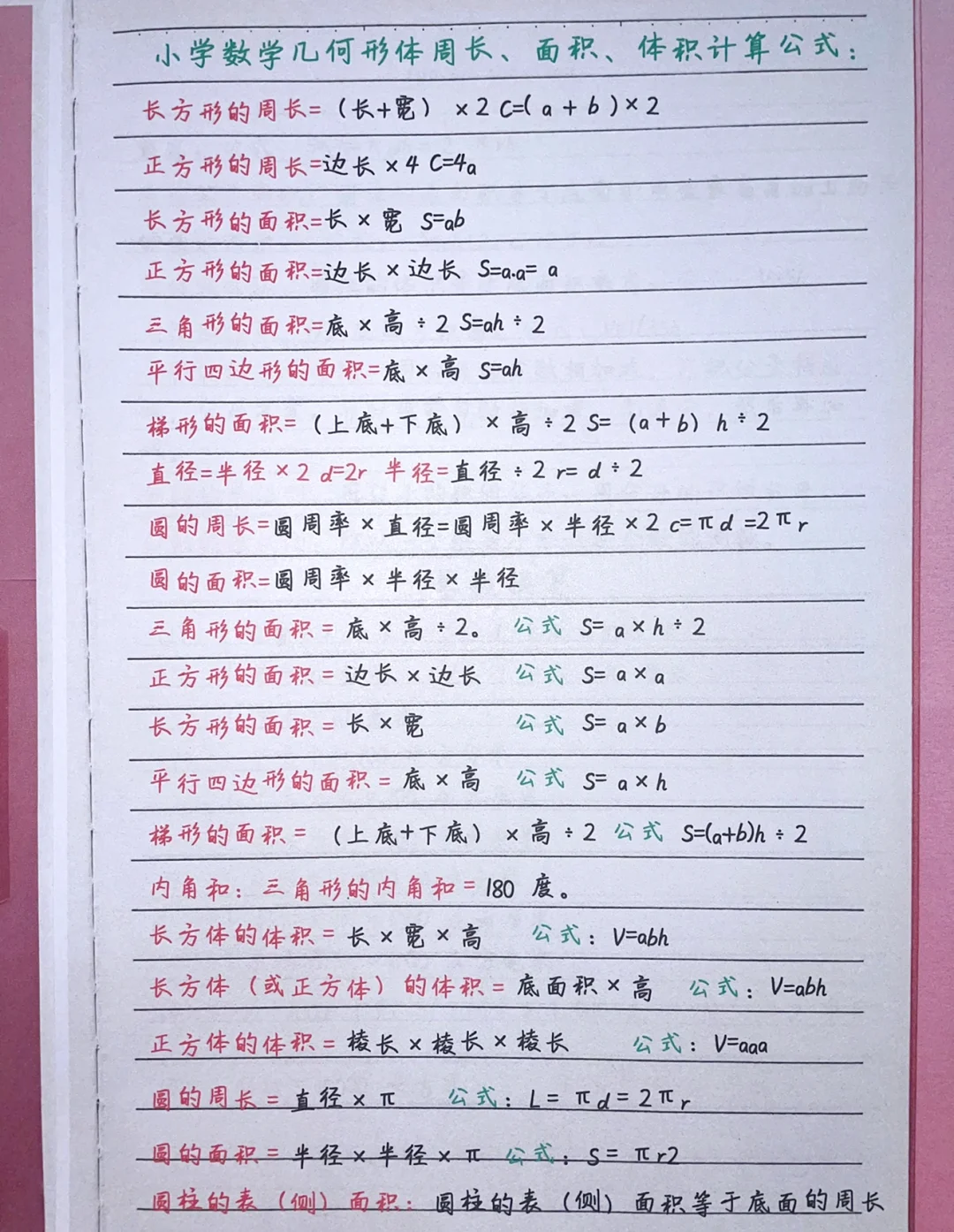 小学数学常用计算公式汇总‼️