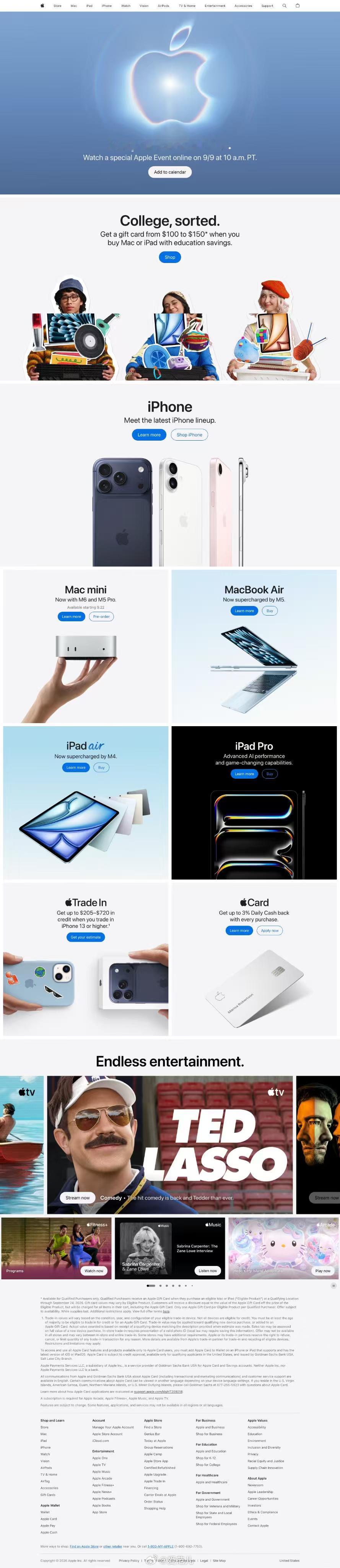 【两任苹果 CEO 上任时，Apple.com 首页都在卖什么？】 #苹果两代CEO官网对比#

2011 年 8 月 24 日，蒂姆·库克接任苹果 CEO。当天 Apple.com 的主视觉是「The new, faster MacBook Air」，下方还能看到 OS X Lion、iPad 广告，以及即将在秋季上线的 iCloud。

15 年后，2026 年 9 月 1 日，约翰·特努 ​