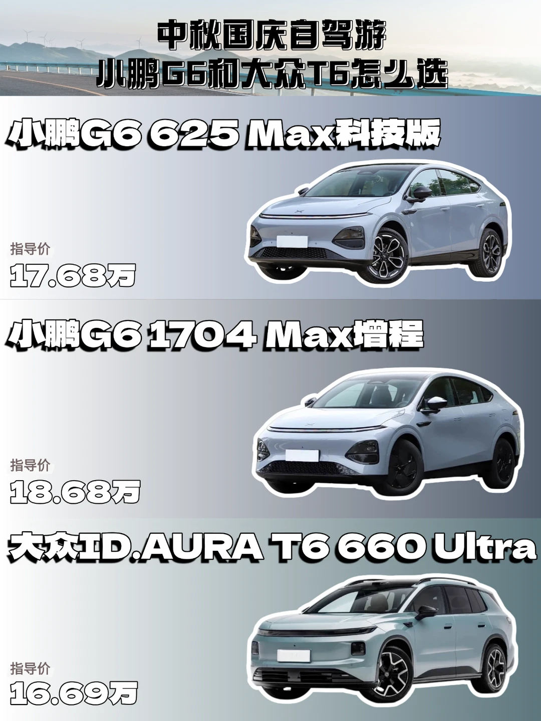 国庆自驾游，小鹏G6和大众T6怎么选