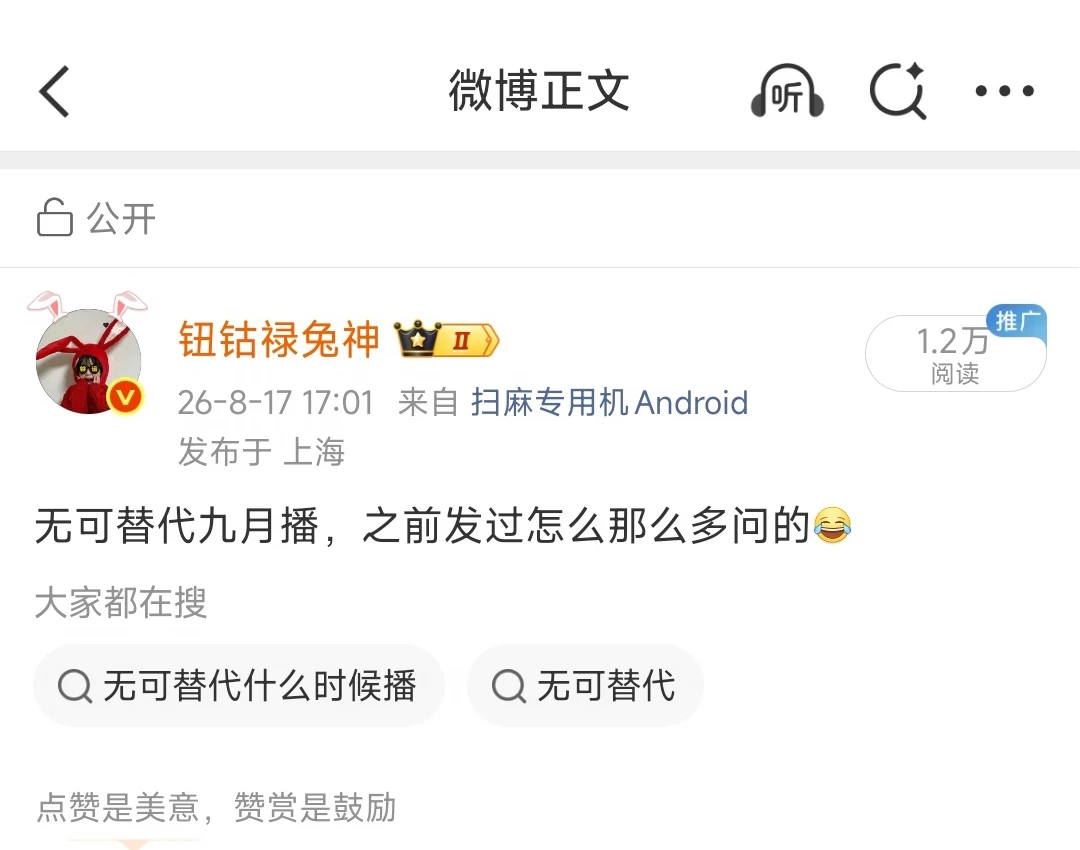 无可替代要播了