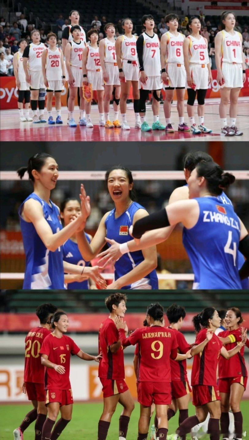 9月21日名古屋亚运赛场
【女子三大球】中国荣耀闪耀赛场
【女足】5：1战胜菲律宾，晋级8强
【女排】3：2战胜泰国，晋级决赛
【女篮】110：41大胜印尼，晋级8强
恭喜🇨🇳女子军团[赞][赞][赞][给力][给力][给力][赞啊][赞啊][赞啊] ​