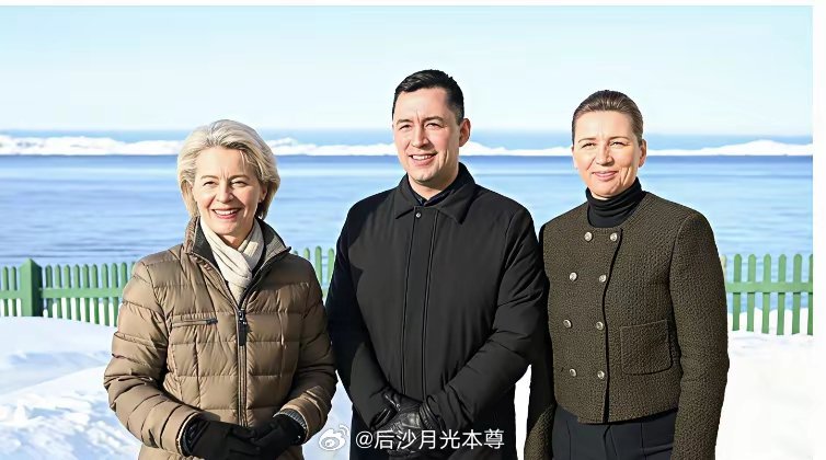 9月7日，冯德莱恩访问北极圈。她将一张2亿欧元的支票交给丹麦首相和格陵兰岛负责人。
在格陵兰岛首府努克的会议上，冯德莱恩说，这些钱将用于三个方向：稀土、可再生能源、卫星通信[挖鼻]
2亿欧元一日游，还是开会，合影。 ​
