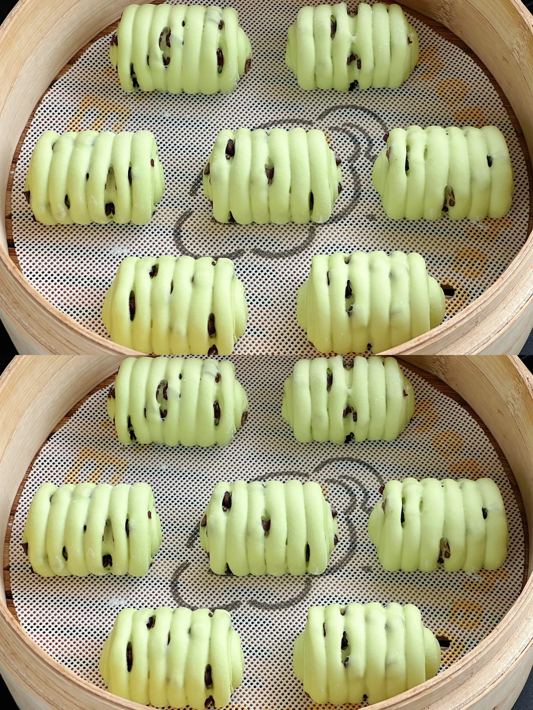 巨松软的抹茶蜜豆卷～是馒头也可以很好吃呀！