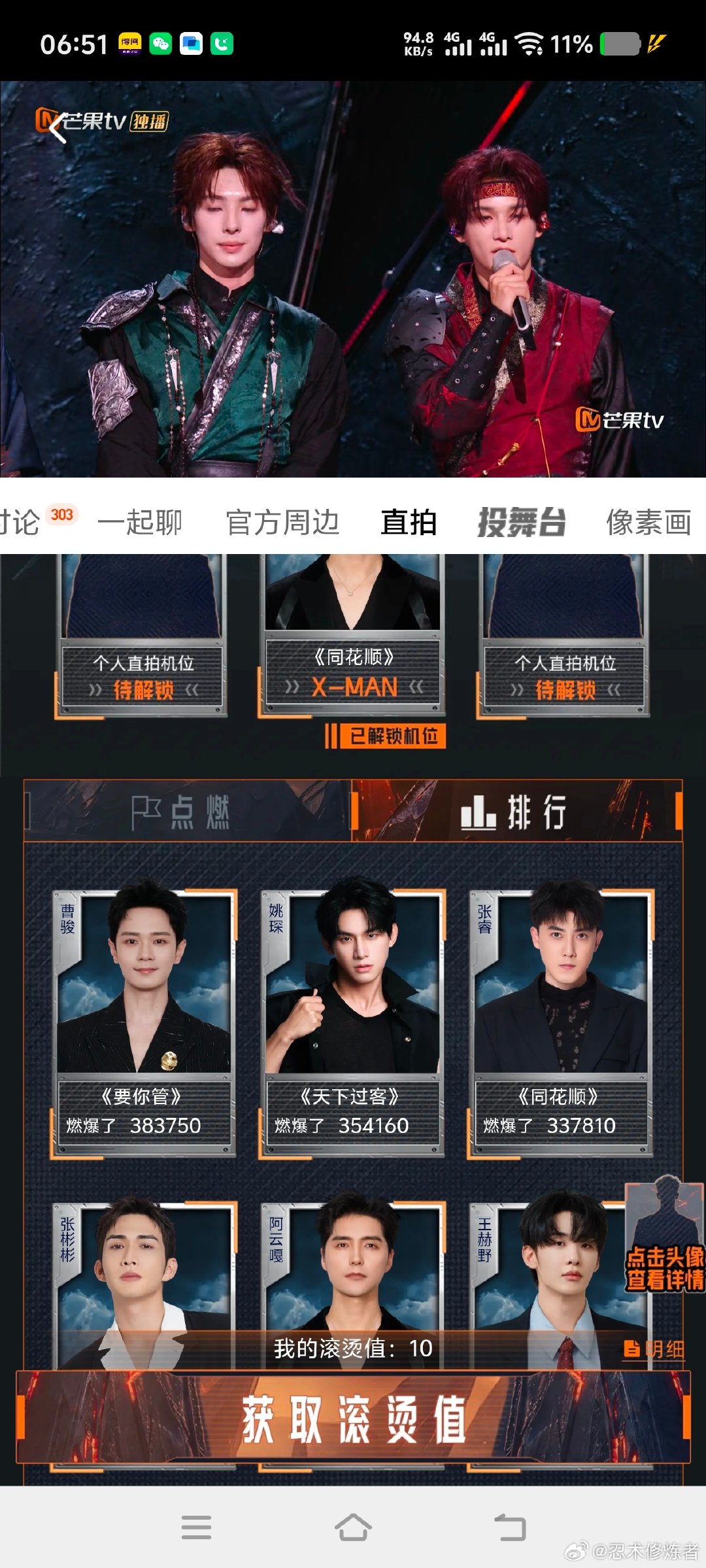 #张睿[超话]# 直拍可以投票了，别忘了 ​