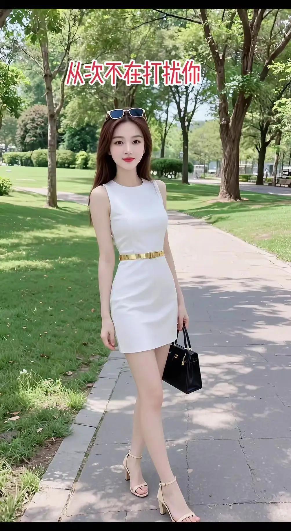 清爽白裙，优雅出街