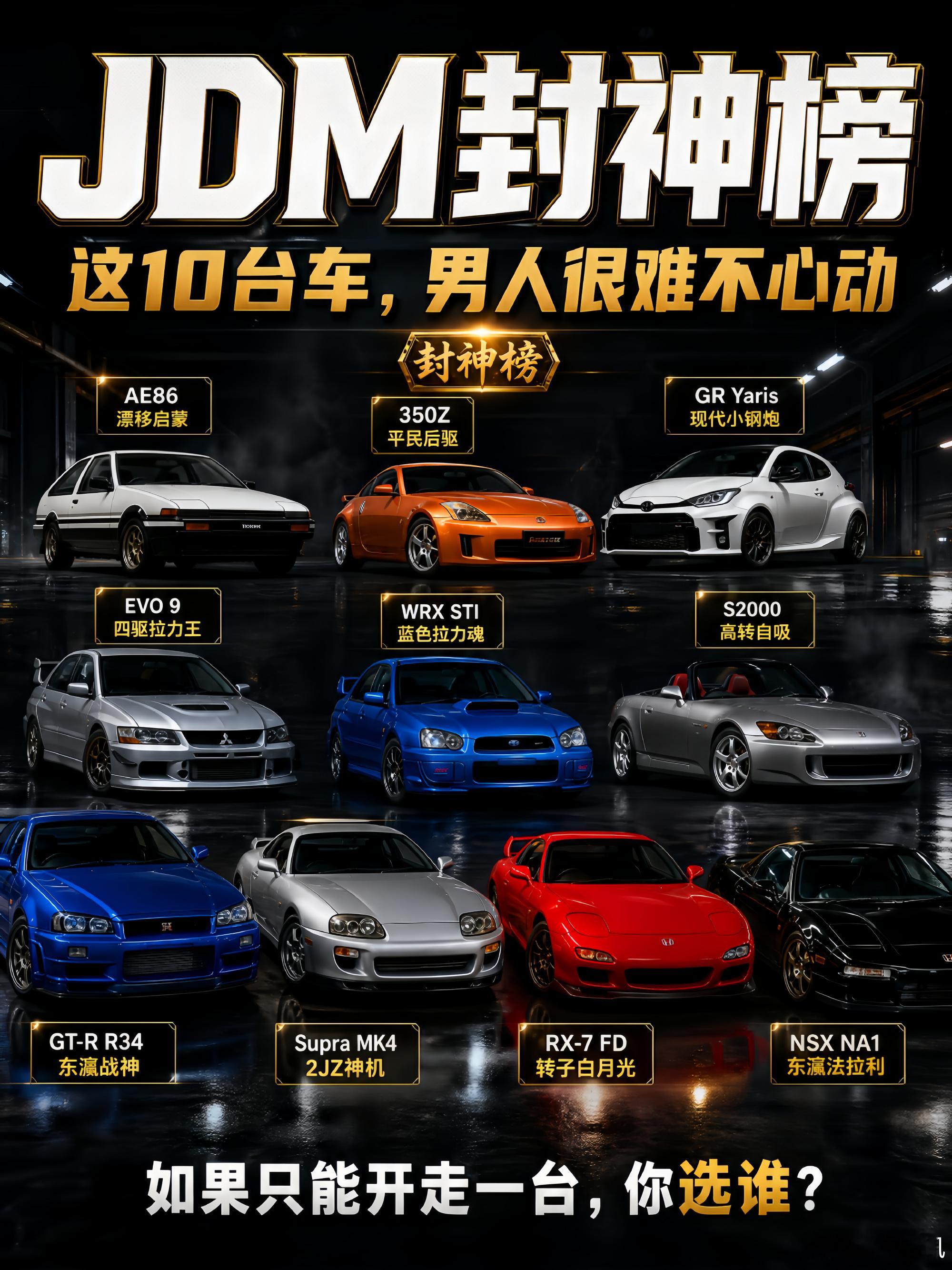 JDM封神十台神车，只能开走一台选谁？属于男人的JDM情怀榜单整理好了...