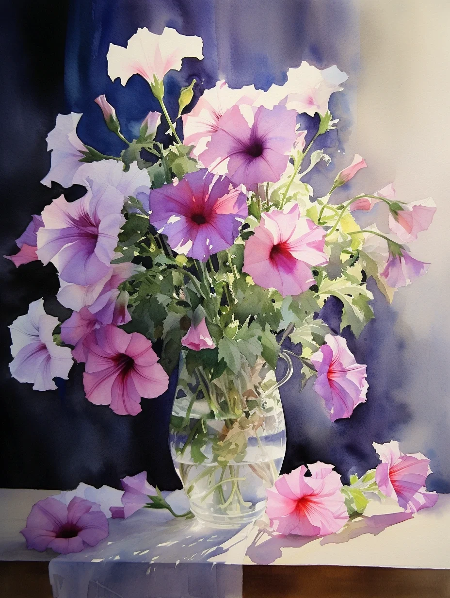 AI水彩：矮牵牛