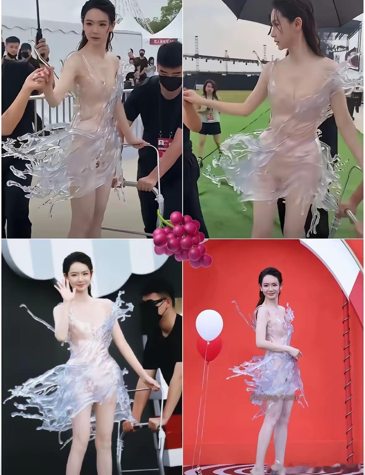 “这和裸奔有什么区别？”——
2026芭莎之夜结束两天了，
这句话还在我脑子里转。
​戚薇那条3D打印水花裙，16公斤，透明树脂实芯，内嵌金属骨架，五个人帮忙穿了一个小时，出场靠推车。评论区吵翻了，一边说先锋艺术，一边说这不就是套了个壳子。
​但真正让我愣住的不是裙子本身。
​戚薇当天在做根 ​