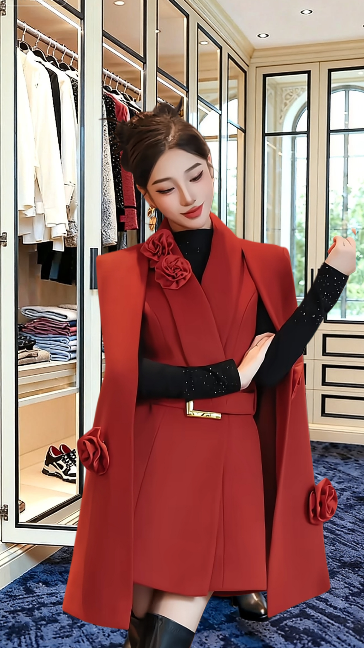 名媛风气质斗篷毛呢大衣